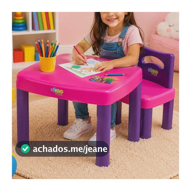 Kit Mesa + Cadeira Didática Infantil Plástica Resistente
