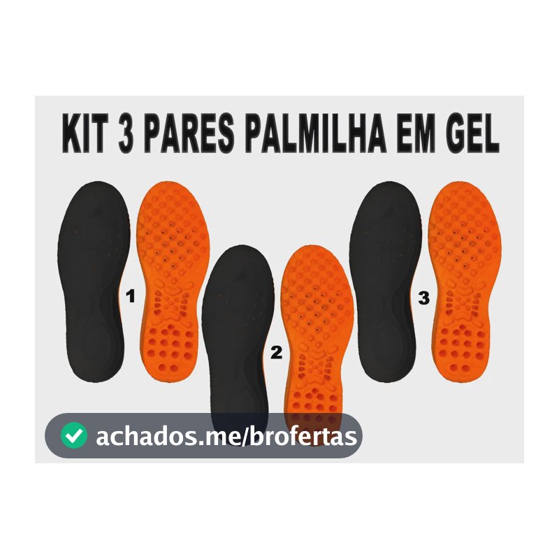 Kit 3 Pares Palmilha De Gel Ortopédica Anatomica Confortável Tamanho Da Palmilha 40