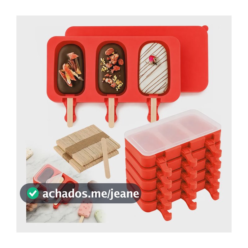 Formas Silicone Picolé Com 300 Palitos Madeira Com Tampa Conjunto De 5 Formas De Silicone Para Sorvete