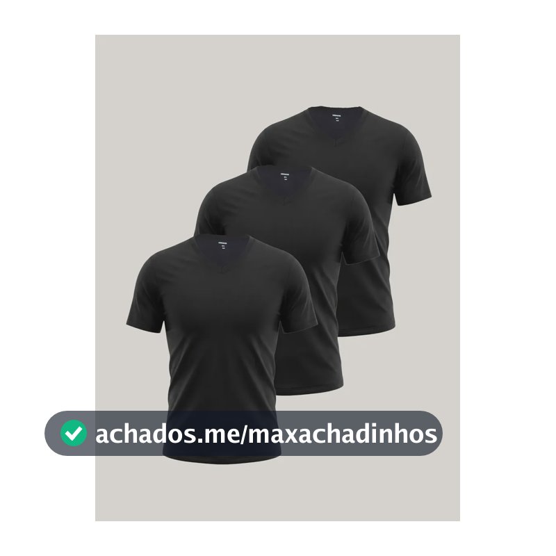 Kit Com 3 Camisetas Masculinas Slim Gola V Hering Preto Liso G