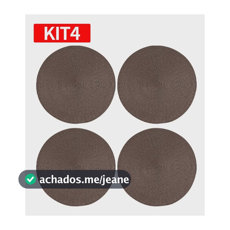 Kit4 Jogo Americano Redondo Sousplat Mesa Posta Cozinha Marrom