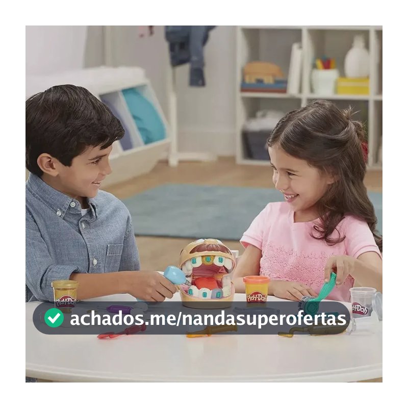 Massinha de Modelar Infantil Brincando de Dentista, Play-Doh - Conjunto de Brinquedo com 9 Acessórios e 6 Potes - A partir de 3 Anos