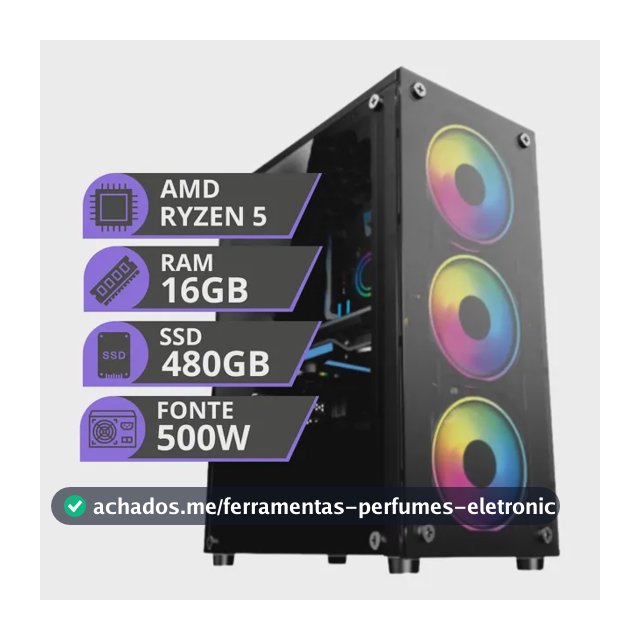Pc Gamer Computador Cpu Amd Ryzen 5  16gb Ssd 480  16 Gb
