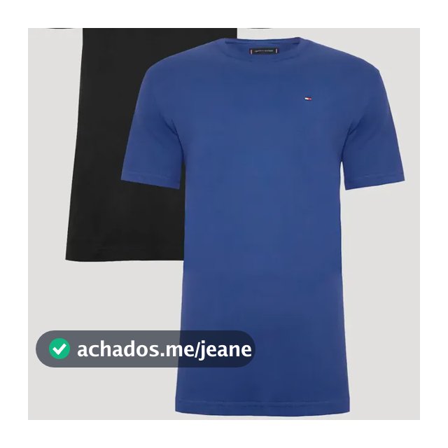 Kit Camisetas Tommy Hilfiger Preta/azul Royal 2un - Original