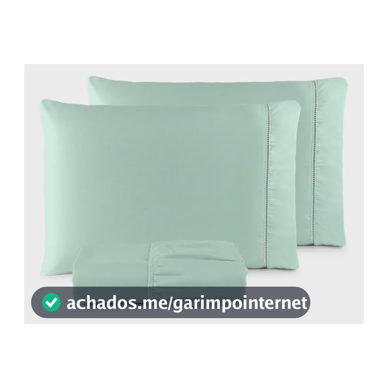 Jogo De Lençol 400 Fios Queen Verde Liso 3 Peças Com Elástico Padrão Hotel