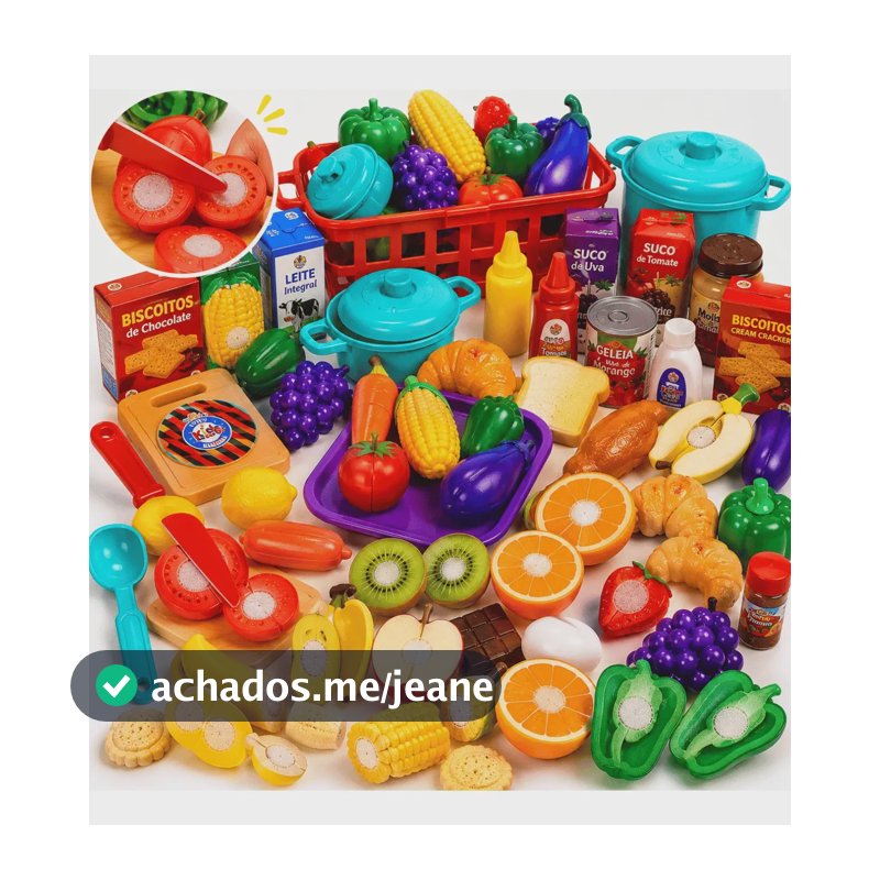 Cestinha Comidinhas Cortar Velcro 31 Pçs Frutas Brinquedo