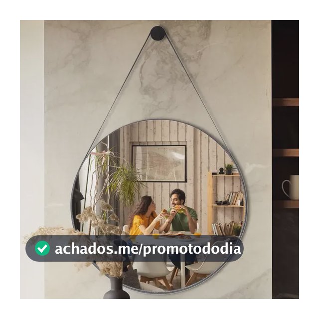 Espelho De Banheiro Decorativo Redondo 60cm C/ Alça De Couro