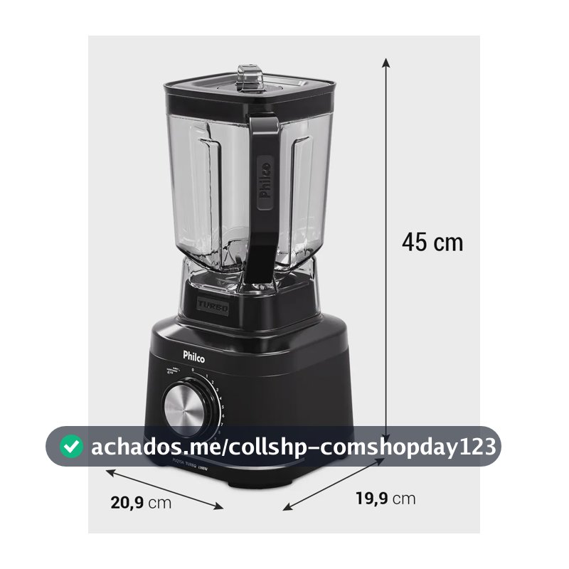 Liquidificador Philco 1500W 3,1L 12 Velocidades com 6 Lâminas PLQ15A