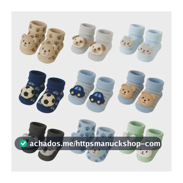 Kit 6 Pares Meia Bebê Menino Bichinho Inverno Premium 2026