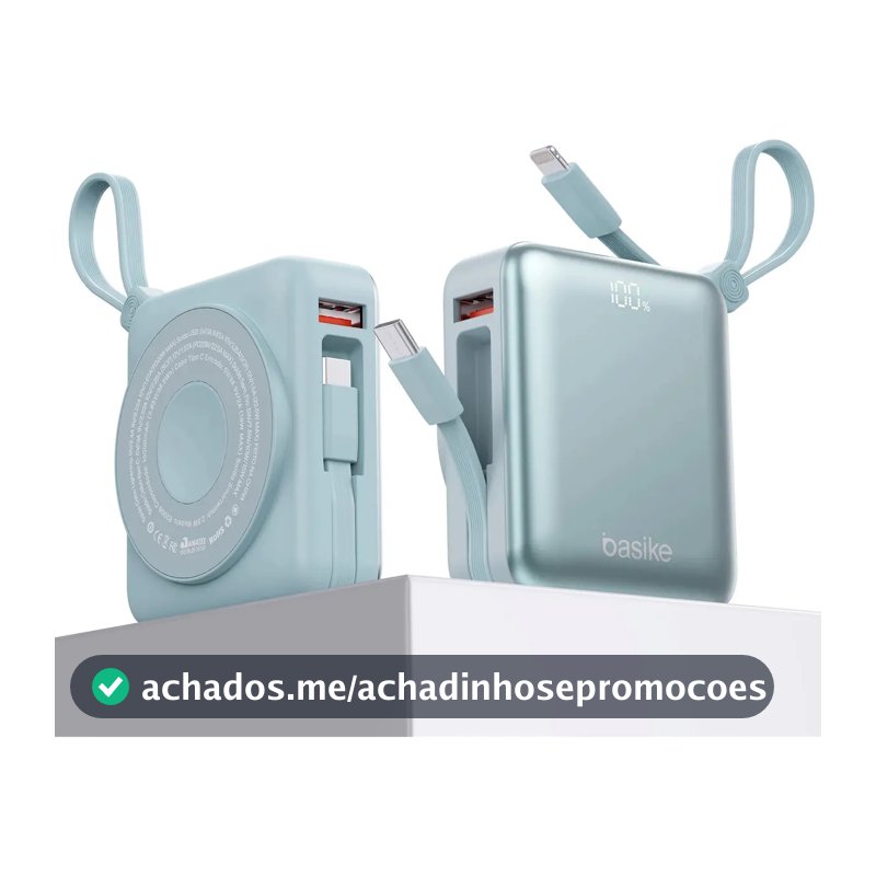 Carregador Portátil Power Bank Basike 10000mah Magsafe Indução 22.5w Turbo Display Magnético iPhone Android