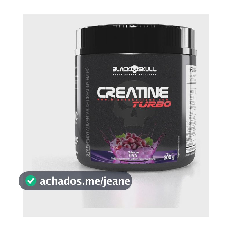 Creatine Turbo sabor uva em pote de 300G Suplemento em pó Black Skull Caveira Preta Turbo