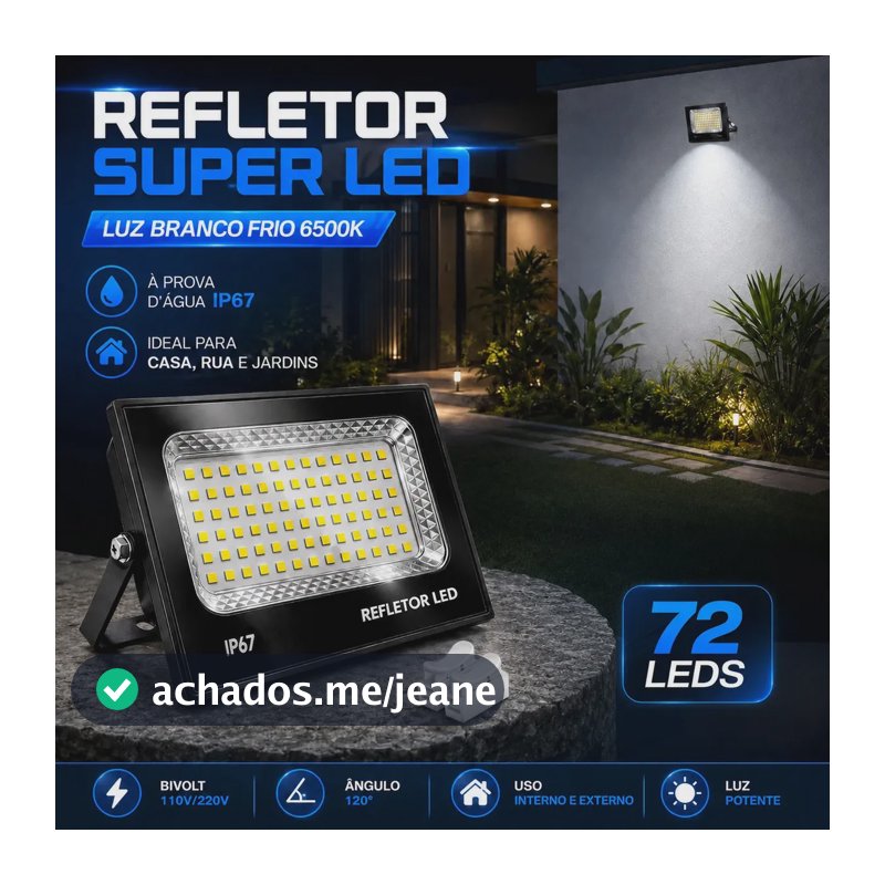 Refletor LED 300W VERUNTO Branco Frio 6500K Bivolt para Área Externa IP67