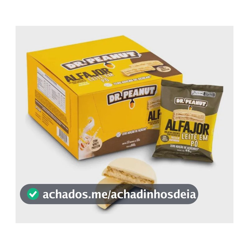 Alfajor Dr. Peanut Sabor Leite em Pó com Whey Protein 12un 35g