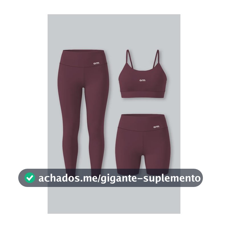 Kit Fitness Feminino Arm 3 Peças Top Legging E Short Açaí Lisa Legging E Short P/ Top P