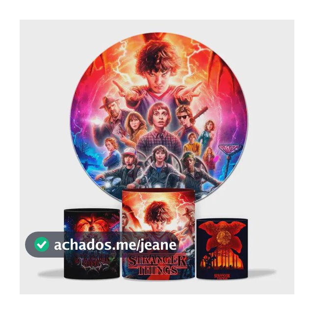 Capa Painel Festa + Trio De Cilindros Serie Stranger Thing