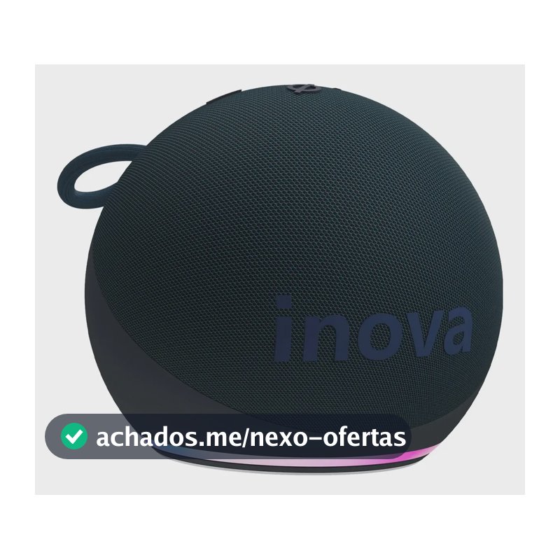 Inova Mini Caixa de Som Bluetooth com Som Hi-Fi, Grave Potente, Rádio FM e Luzes RGB