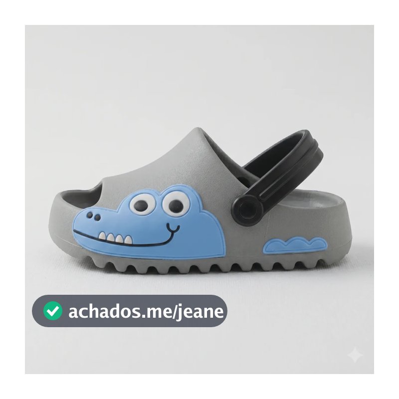 Babuche Jacaré Infantil Macio Verde Cinza Preto Do 19 Ao 25 Cinza 21/22 Jacaré