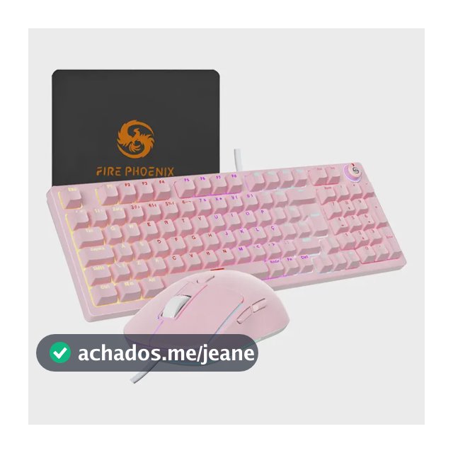 Kit Teclado E Mouse Mecânico Gamer Rgb Led Switch Red Bk-08 Rosa