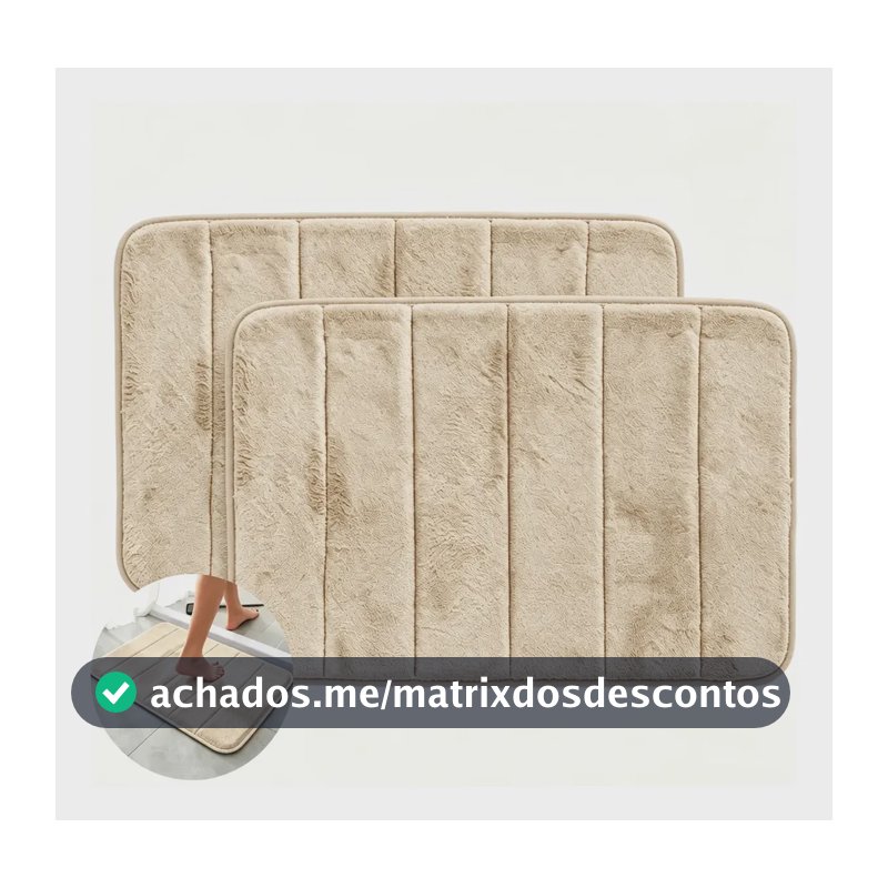 Kit 2 Tapetes Felpudos Banheiro Antiderrapantes 60x40cm Marrom Geométrico