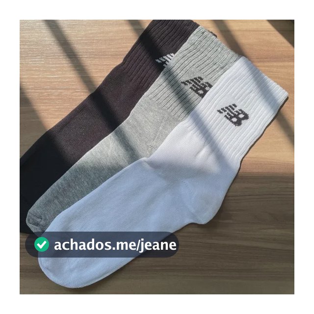 Kit 3 Pares Meias New Balance Cano Longo De Algodão Original Branco-mescla-preto 39/42