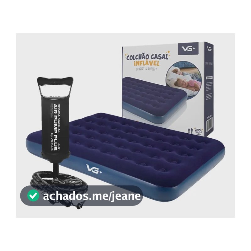 Colchão Casal Inflável VG Plus Azul-marinho Com Bomba Manual PVC 191x137x22cm