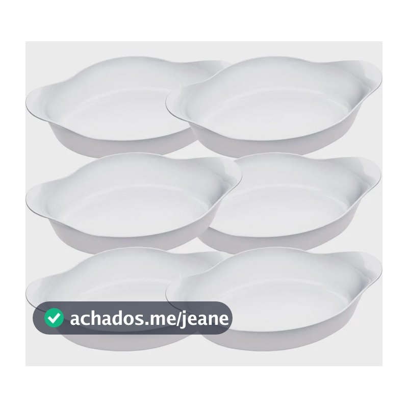 Conjunto De Assadeiras Marinex Opaline Oval Média 600 Ml - 6 Branco