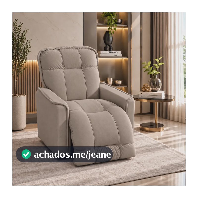 Poltrona Do Papai Reclinável Confortável Para Sala Veludo Capuccino
