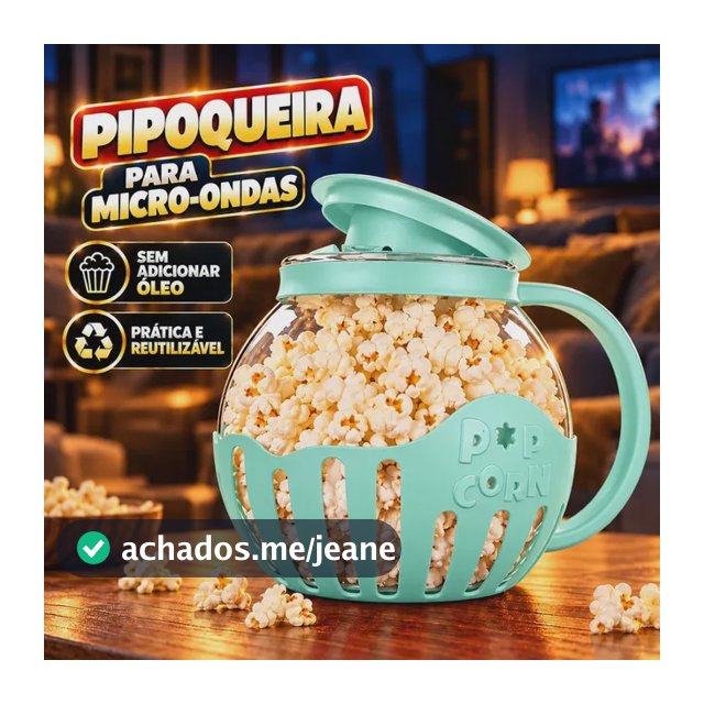 Pipoqueira Fitness Saudável Para Micro-ondas Sem Óleo Verde-claro
