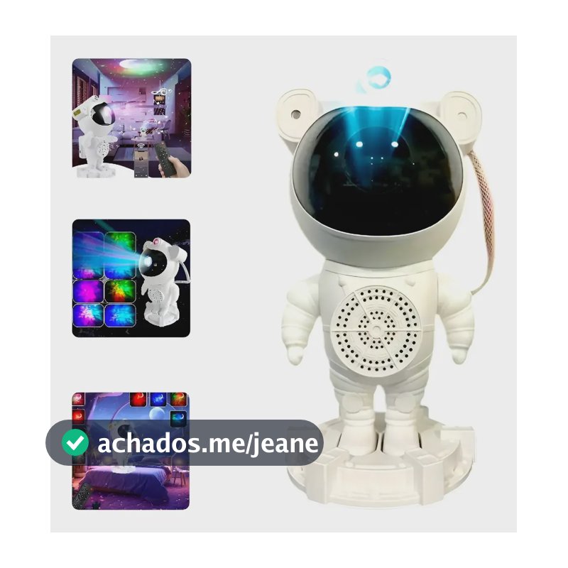 Luminária Noturno Robô Astronauta Bluetooth Som Branco