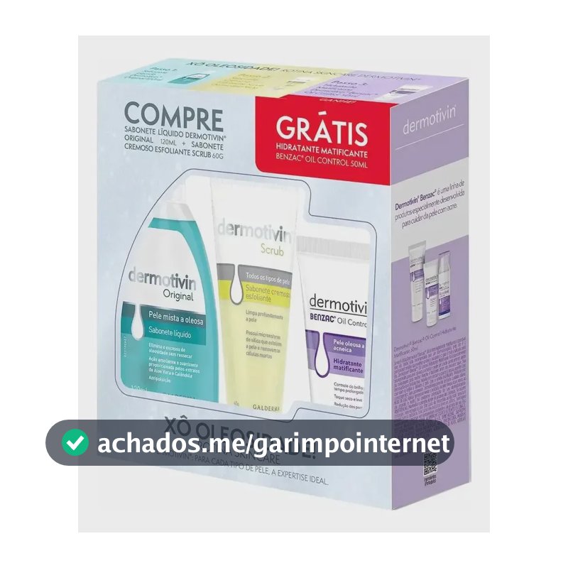 Kit Sabonete + Scrub + Hidra Benzac Dermotivin Oleosa Dia/noite