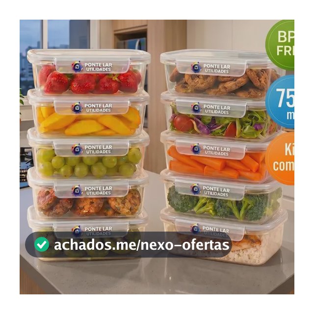 Kit 10 Potes Marmita 750ml Com Tampa Trava Transparente Bpa Água