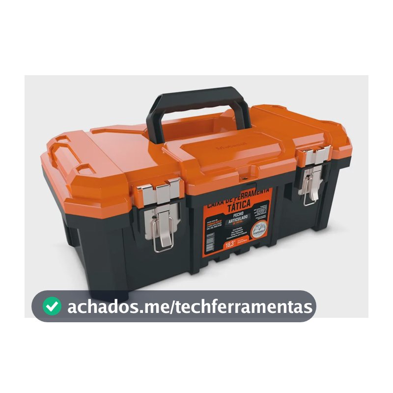 Caixa De Ferramentas Tática 18.3 Pol Fecho Em Metal Cor Laranja