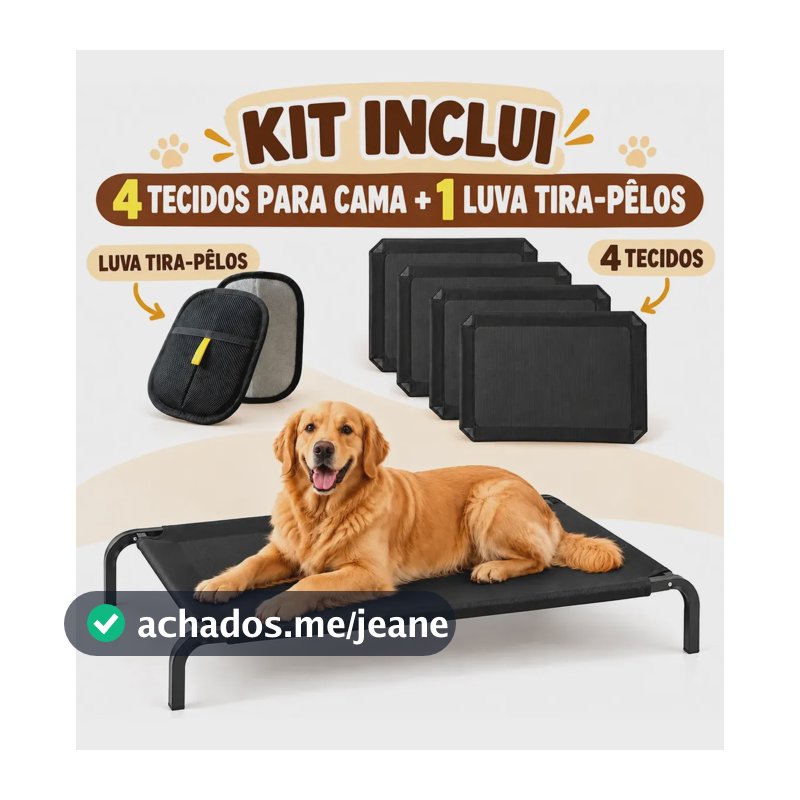Cama Suspensa Elevada Para Cachorro Grande 90x60cm 4 Redes Preto Cama Suspensa Elevada Pet