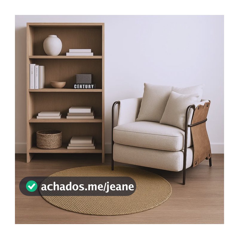 Tapete Sisal Basic Plus Redondo Bege Sala Quarto 0,95x0,95 95 Cm Bege