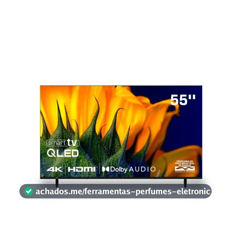 Televisão Smart Tv Hq 55 Qled, 4k Uhd, Dolby Audio, Wi-fi, Bluetooth, 3 Hdmi, 2 Usb, Netflix, Prime Video, Led Bivolt
