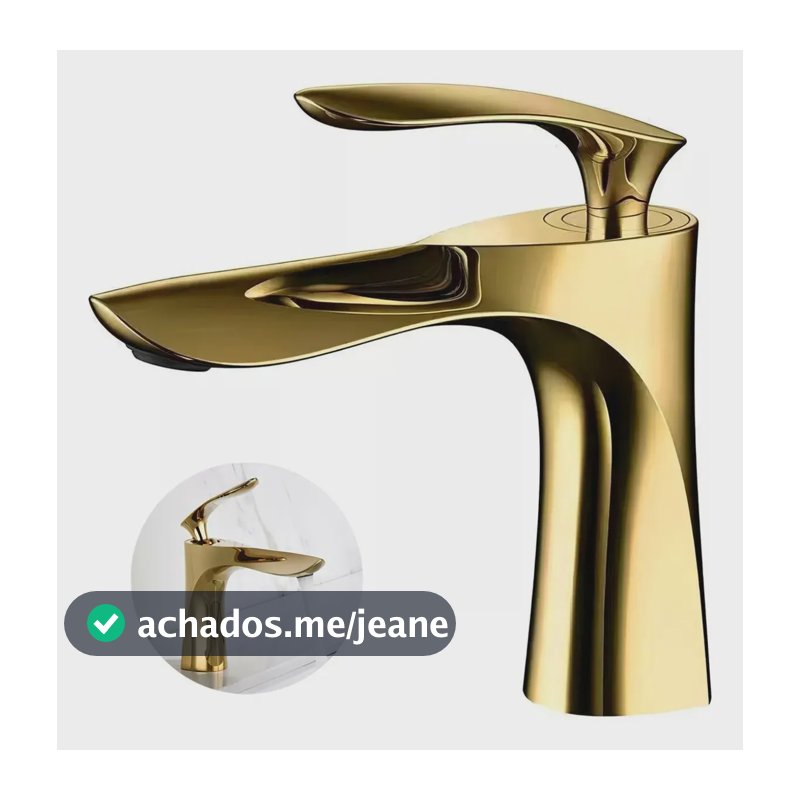 Torneira Banheiro Dourada Brilhante Monocomando Misturador Gold AQUATAP
