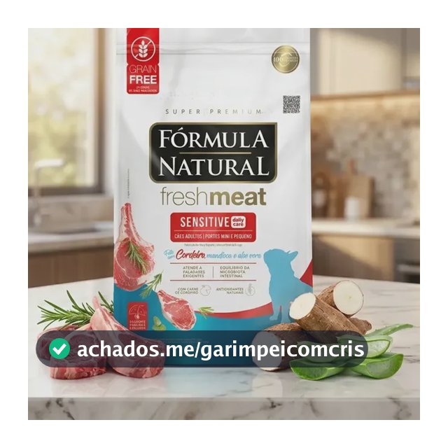 Fórmula Natural Fresh Meat Sensitive Cães Adultos Mini e Pequeno Portes Sabor Cordeiro 2,5kg