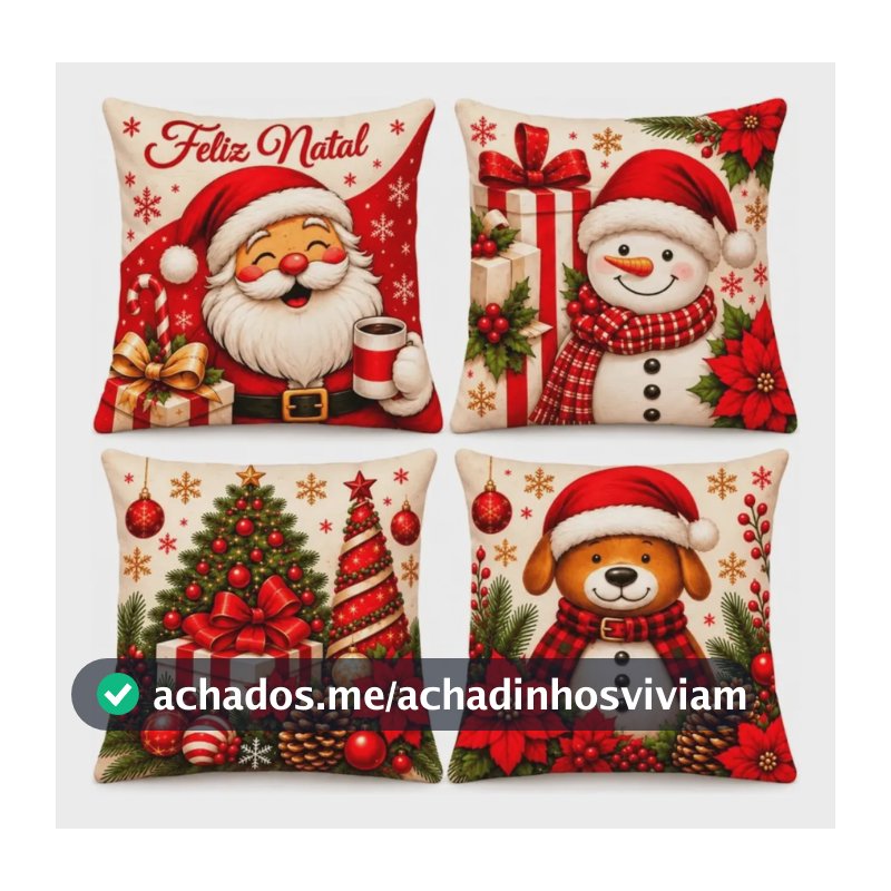Kit 4 Capas De Almofada Natal 45x45 Decoração Natalina Sofá Natal 03