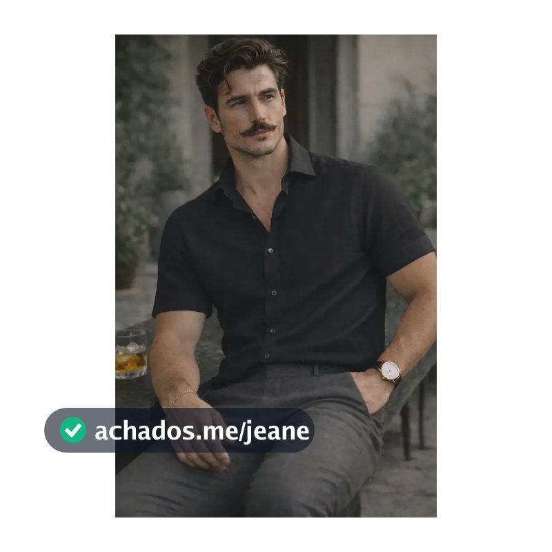 Camisa Casual Masculina Texturizada Com Botões Old Money Preto Linho G