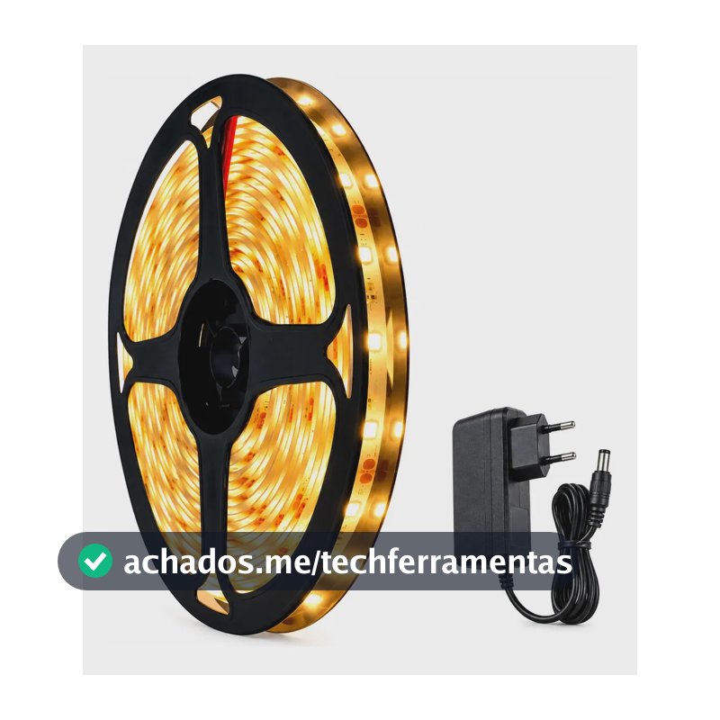 Fita Led Amarela 2835 Quente 5m 300 Led Dupla Face Fonte Cor da luz Branco-quente IP20 Maffacioli