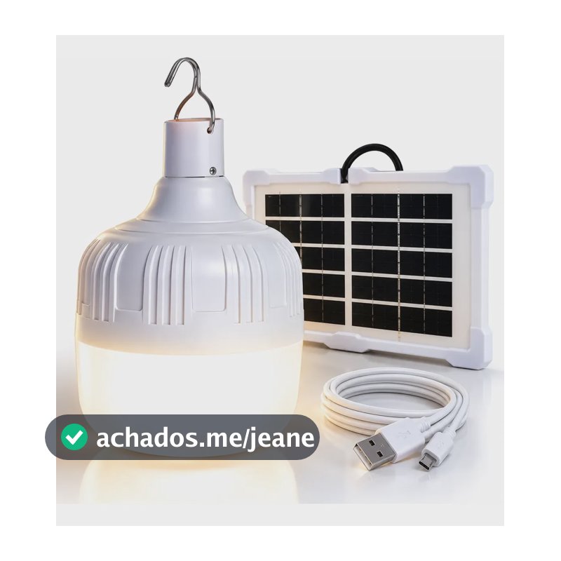 Lampião Lampada Led Camping Recarregável Solar/usb Barraca Branco