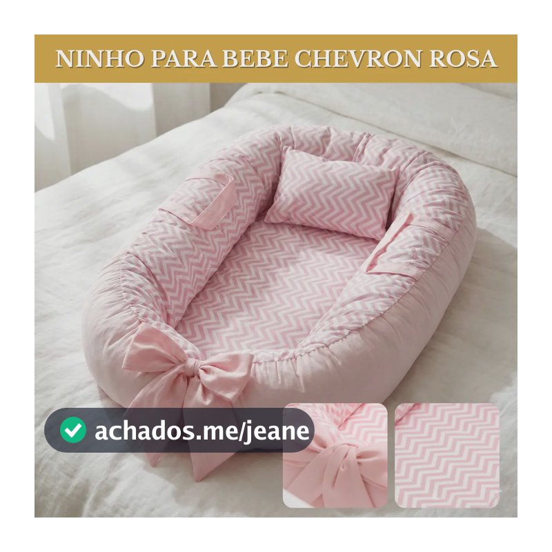 Ninho Redutor Para Bebê Recém-nascido Maternidade Super Macia Conforto E Proteção - Chevron Rosa