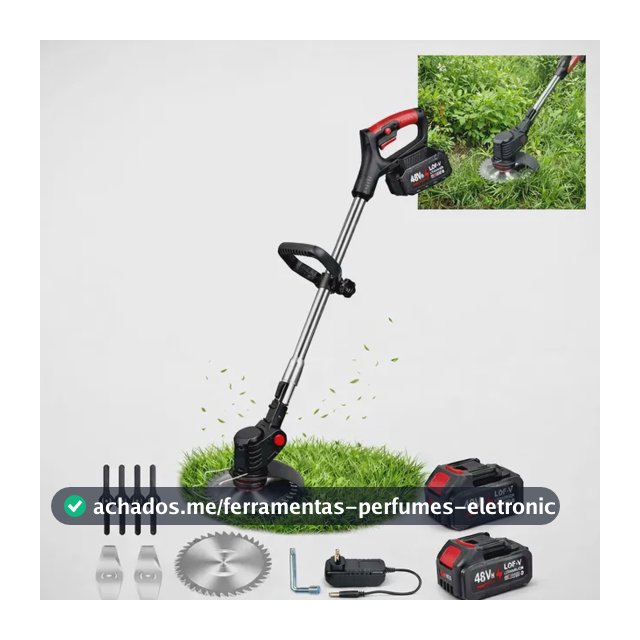Roçadeira Elétrica De Grama 48v Com 2 Baterias E Lâminas Kit 48v