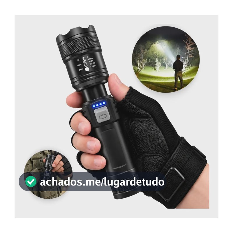 Lanterna Tatica Militar Led Cree Ultra Potente 1km Zoom Super Branco