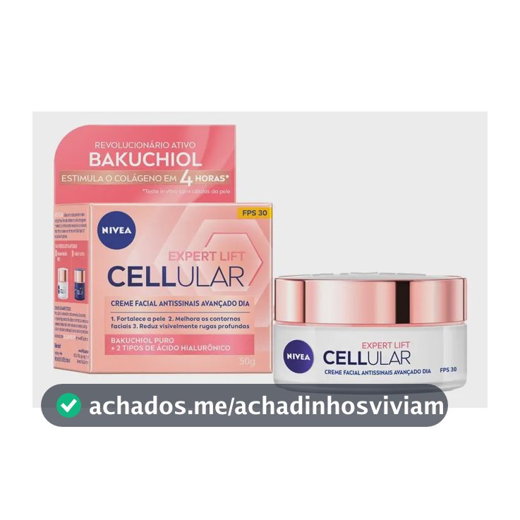 NIVEA Creme Facial Antissinais Cellular Lift Dia FPS 30 50ml, Fortalece a Pele, Reduz Rugas, Estimula Colágeno, Bakuchiol Puro, Cuidado Diário