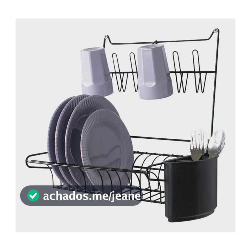Escorredor Suspenso Parede Dobrável 10 Pratos Kit Instalação Preto