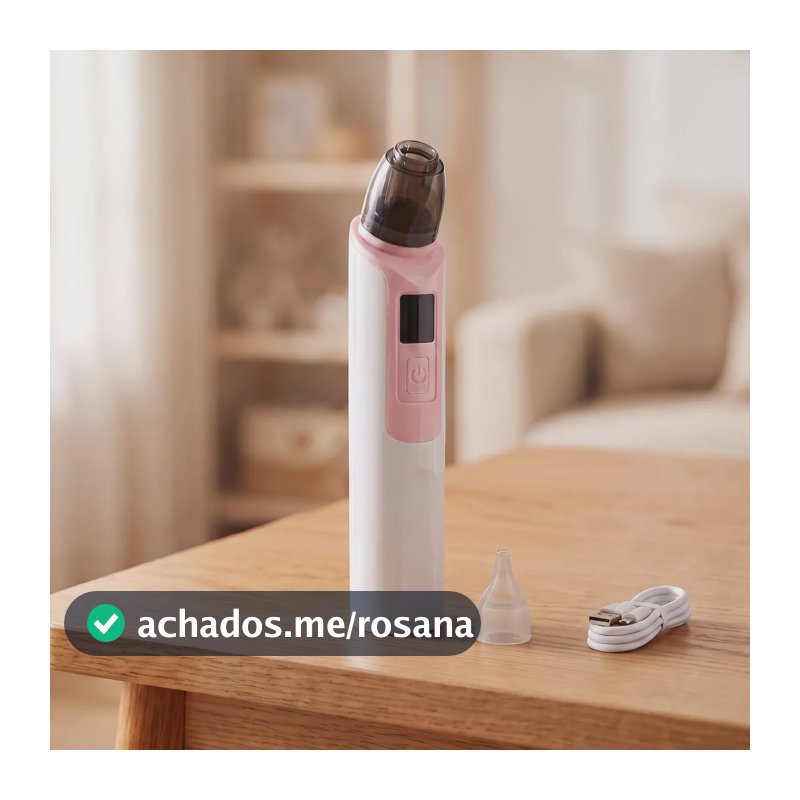 Aspirador Nasal Elétrico Infantil Recarregável Sugador Nasal Bebê 6 Níveis de Sucção 2 Bicos Cabo USB Livre de BPA Inclui Filtro Rosa para Higiene e Limpeza do Nariz de Bebês e Crianças 0 a 24 Meses