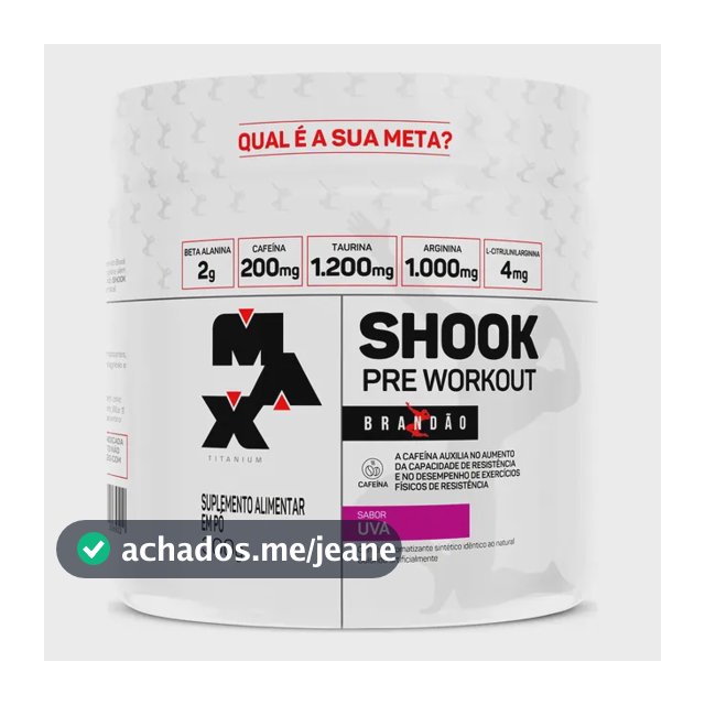 Pré-workout Shook Linha Rafael Brandão Pote 300g Pré-treino Sabor Uva
