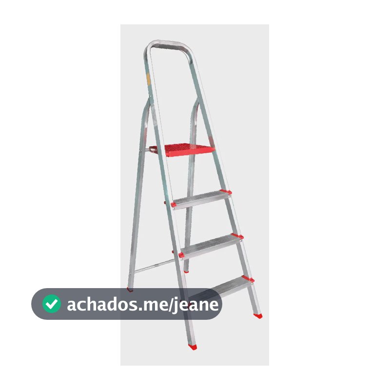 Escada Botafogo Lar & Lazer ESC0063 Doméstica De Alumínio 4 Degraus Prata Cor Phantom red