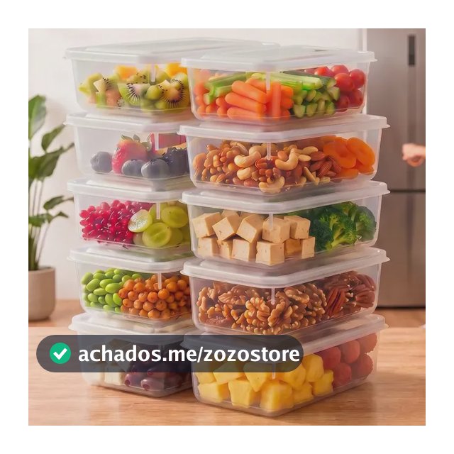 Kit 10 Potes 1 Litro Transparente Marmita Fitness Bpa Free Tampa Hermética Reutilizável Micro E Freezer Mantimentos ponte lar utilidades